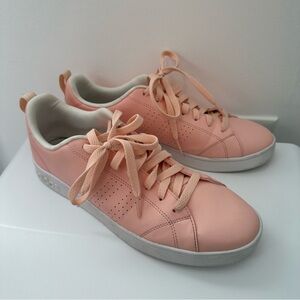 Adidas pink leather cloudfoam advantage sneakers
